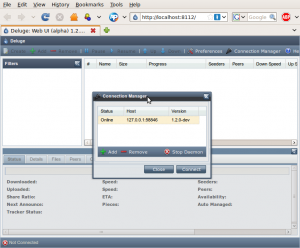 Connecting the web UI to the running Deluge daemon