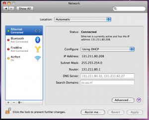 The Network settings in OS X 10.5 and up